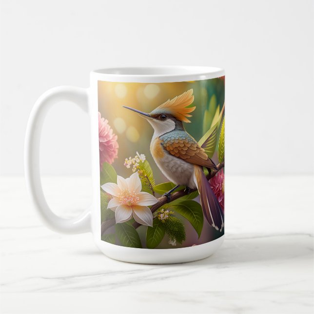 Guldkrönt honungsfågel fantasi fågel kaffemugg (Vänster)