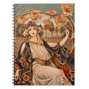Guldkrysantemum Muse – Art Nouveau Blommig Anteckningsbok