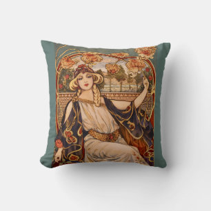 Guldkrysantemum Muse – Art Nouveau Blommig Kudde