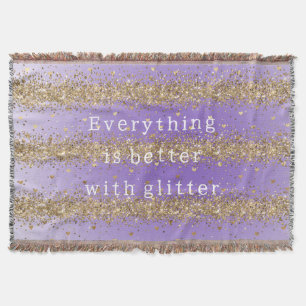 Guldl Herzen Gnistrar Lila Glitter-citat Filt