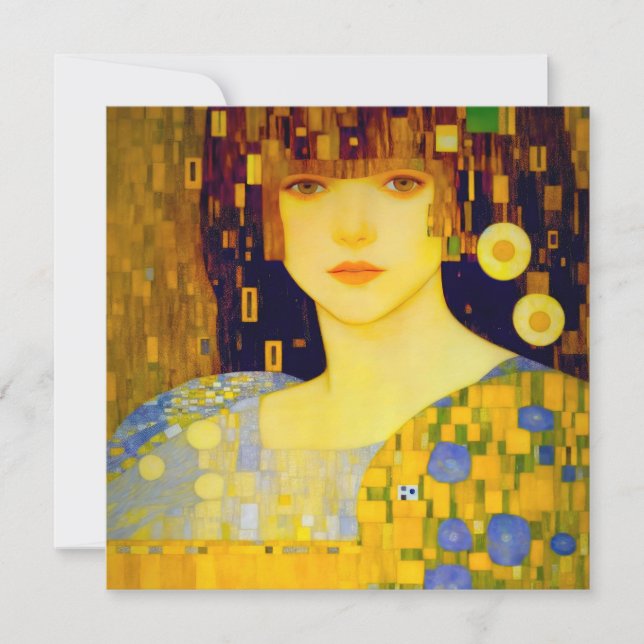 Guldladyn från ART NOUVEAU Tack Kort (Framsida)