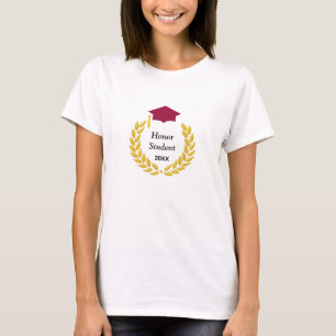 Guldlagersmyckad hedersstudent t shirt