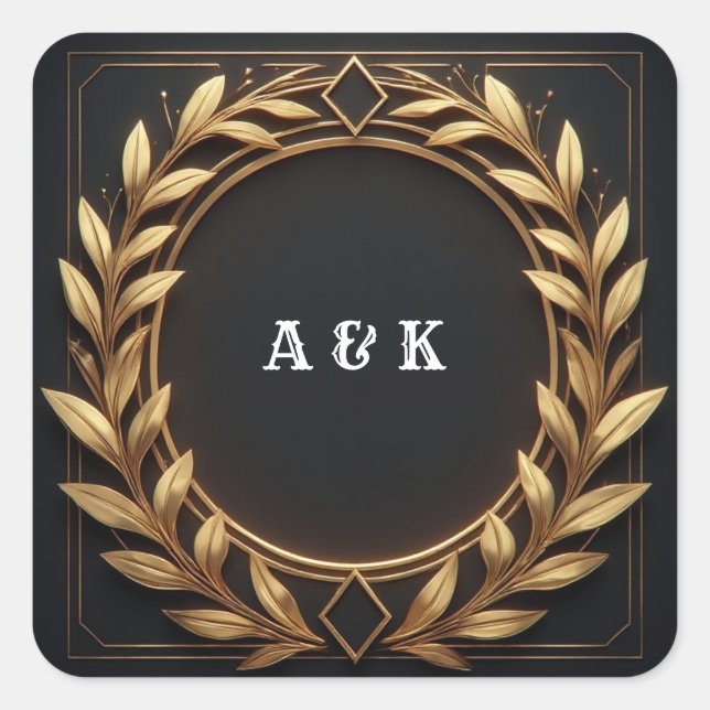Guldlagersymbol Båge  Fyrkantigt Klistermärke (Framsida)