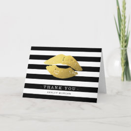 Guldläppar Svart Vita Ränder Tacksamhetskort Tack Kort