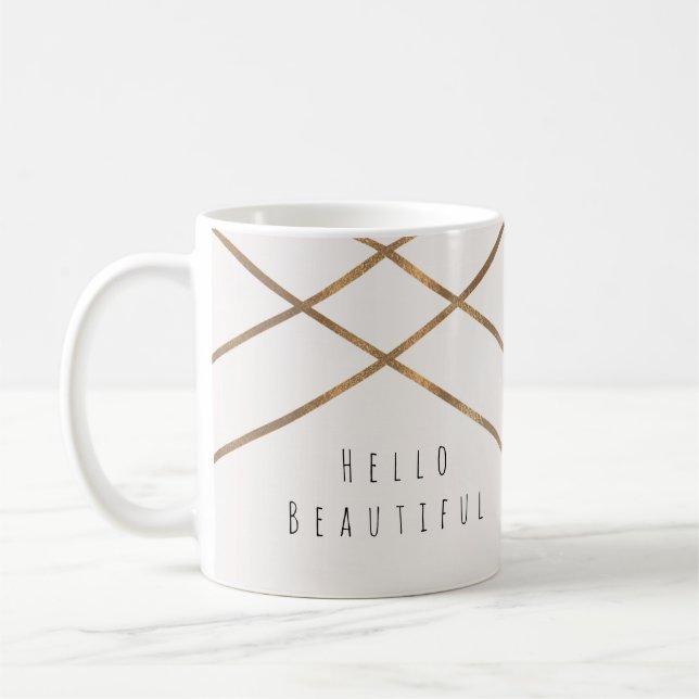Guldlinjer Modern Geometrisk Glamour Vacker Anpass Kaffemugg (Vänster)