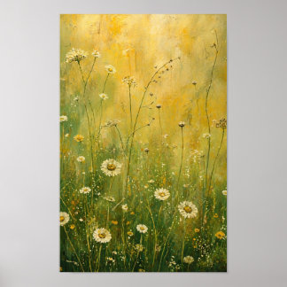 Guldlipiga ängsvildblommor i strukturerad impressi poster