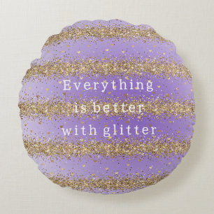 Guldljus Gnistrar Lila Glitter-citat  Rund Kudde