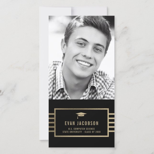 Guldlock EDITABLE FÄRG Examen Foto Kort (Framsida)