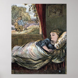 Guldlock sover i lilla björnens säng poster