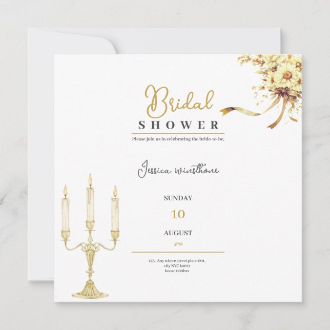 guldluxuriös inbjudningskort för möhippan (Framsida)