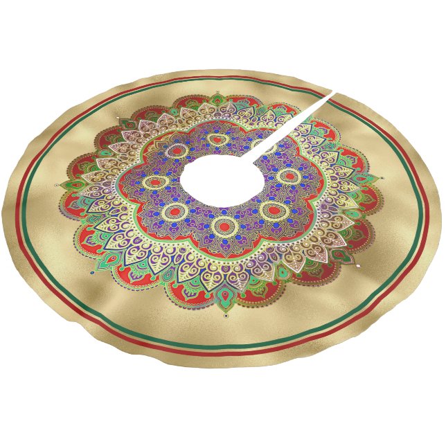 Guldmandala Julgransmatta Borstad Polyester (Vinklad)