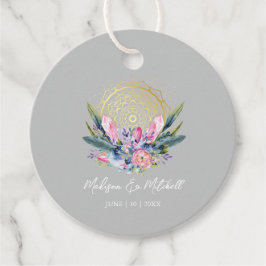 Guldmandala Rosa Kristall Boho Handfasting Bröllop Gåvor Etiketter
