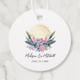 Guldmandala Rosa Kristall Boho Handfasting Bröllop Gåvor Etiketter