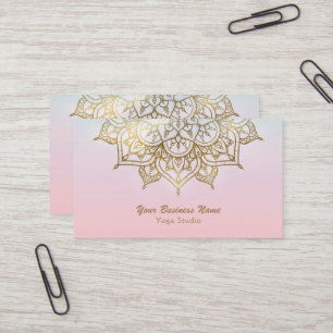 Guldmandala Rosa Persika Chic Modern Yoga Studio Visitkort