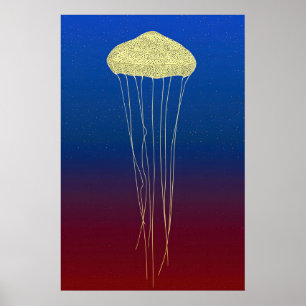Guldmanetfisk Stippletryck - Neon Synthwave Poster