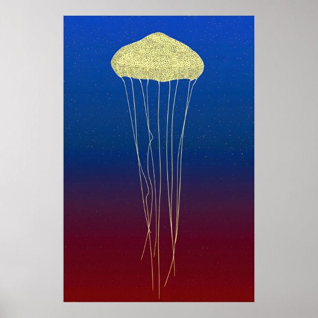 Guldmanetfisk Stippletryck - Neon Synthwave Poster (Framsidan)