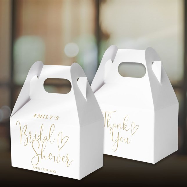 Guldmanusskrift Bröllopsfest Presentaskar (Gold Script Calligraphy Bridal Shower Favor Boxes)
