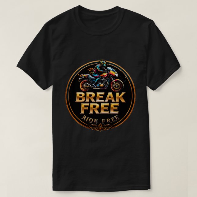 Guldmärke med Break Free Biker-logotyp T Shirt (Design framsida)
