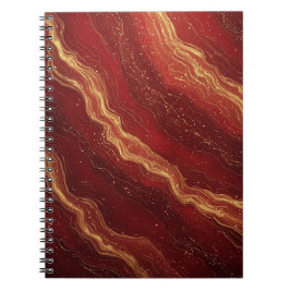 Guldmarmor abstrakt bakgrund med röda virvlar anteckningsbok