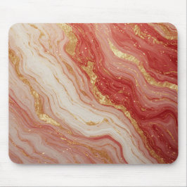 Guldmarmor abstrakt bakgrund med röda virvlar musmatta