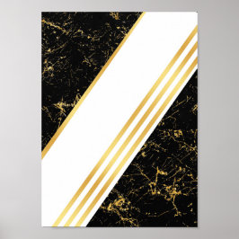 Guldmarmorerade ränder typografi svart poster