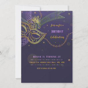 Guldmask Mardi Gras Inbjudningar