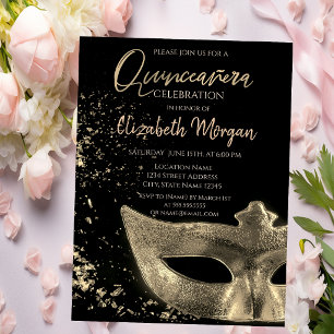 Guldmaskerad, Konfetti Quinceañera  Inbjudningar