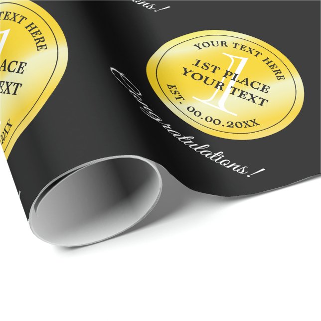 Guldmedalj första plats pris utmärkelse gratulatio presentpapper (Rullad Hörn)