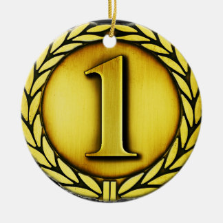 guldmedalj julgransprydnad keramik