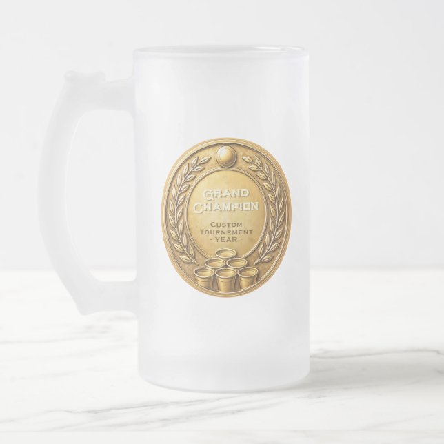 Guldmedaljer Beer Pong Turnering Mästerskap Frostat Ölglas (Vänster)