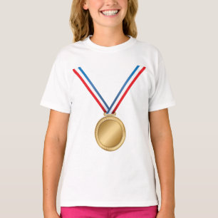 Guldmedaljutmärkelse med röd vit blå band t shirt