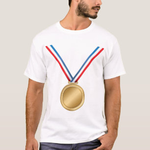 Guldmedaljutmärkelse med röd vit blå band t shirt