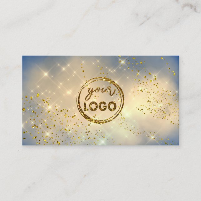 guldmoln din logotyp på blå visitkort (Framsida)