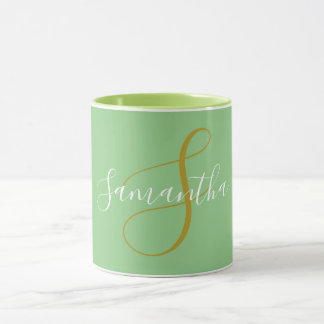 Guldmonogram Bokstav & Vit Namn Mugg