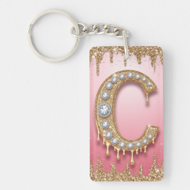Guldmonogram C Diamantbokstav Rosa Present Till Ma (Framsidan)