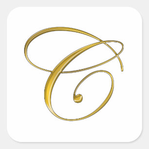 Guldmonogram C-klistermärken Fyrkantigt Klistermärke