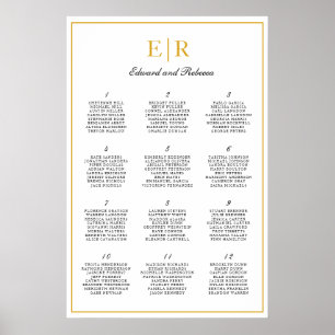 Guldmonogram Elegant Bröllopsställningsdiagram Poster