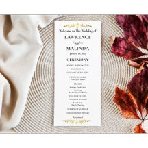 Guldmonogram Enkel Elegant Bröllopsprogram