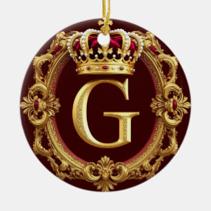🌸 Guldmonogram G Royal Klassisk Hemdekor Julgransprydnad Keramik