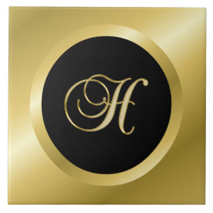 Guldmonogram H Kakelplatta