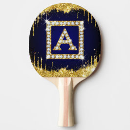 Guldmonogram Initial A Med Blått Glitter Pingisracket