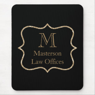 Guldmonogram Initial Namn Svart Guld Professionell Musmatta