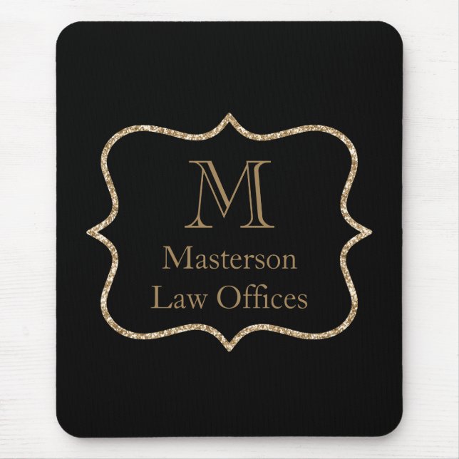 Guldmonogram Initial Namn Svart Guld Professionell Musmatta (Framsidan)