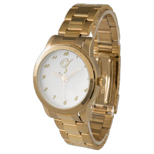 Guldmonogram initial Z-klocka med guldnummer Armbandsur