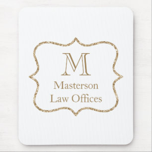 Guldmonogram Initialt Namn Vitt Guld Trendigt Musmatta