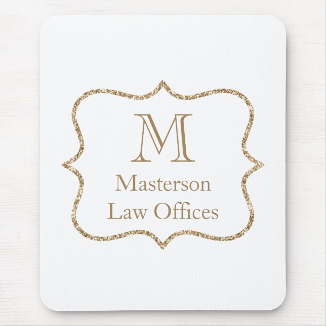 Guldmonogram Initialt Namn Vitt Guld Trendigt  Musmatta (Framsidan)