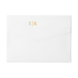 Guldmonogram kalligrafi bröllops returadress etikettband
