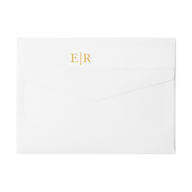 Guldmonogram kalligrafi bröllops returadress etikettband (Baksidan)
