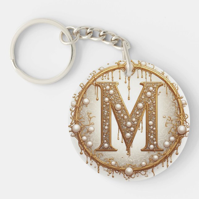Guldmonogram M-initierad present till henne (Framsidan)