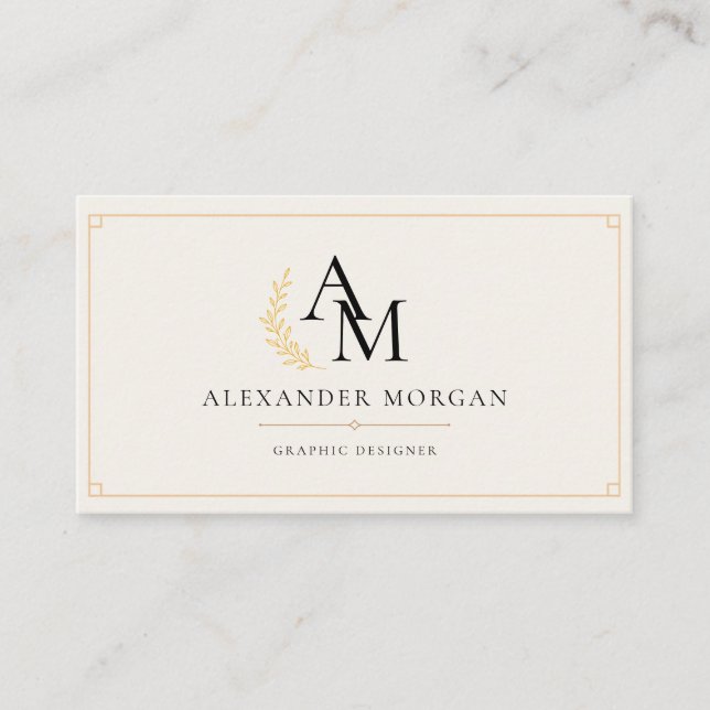 Guldmonogram Minimalistisk Modern Professionell Af Visitkort (Framsida)